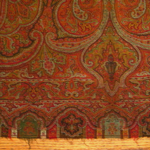 Antique Kashmir Paisley Shawl Tablecloth with Label Antique Kashmir Paisley Shawl Tablecloth with Label