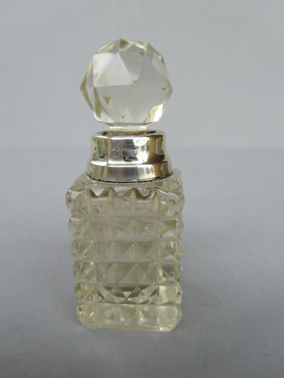 Antique English Sterling Silver and Cut Glass Perfume Bottle - London 1910 Antique English Sterling Silver and Cut Glass Perfume Bottle - London 1910