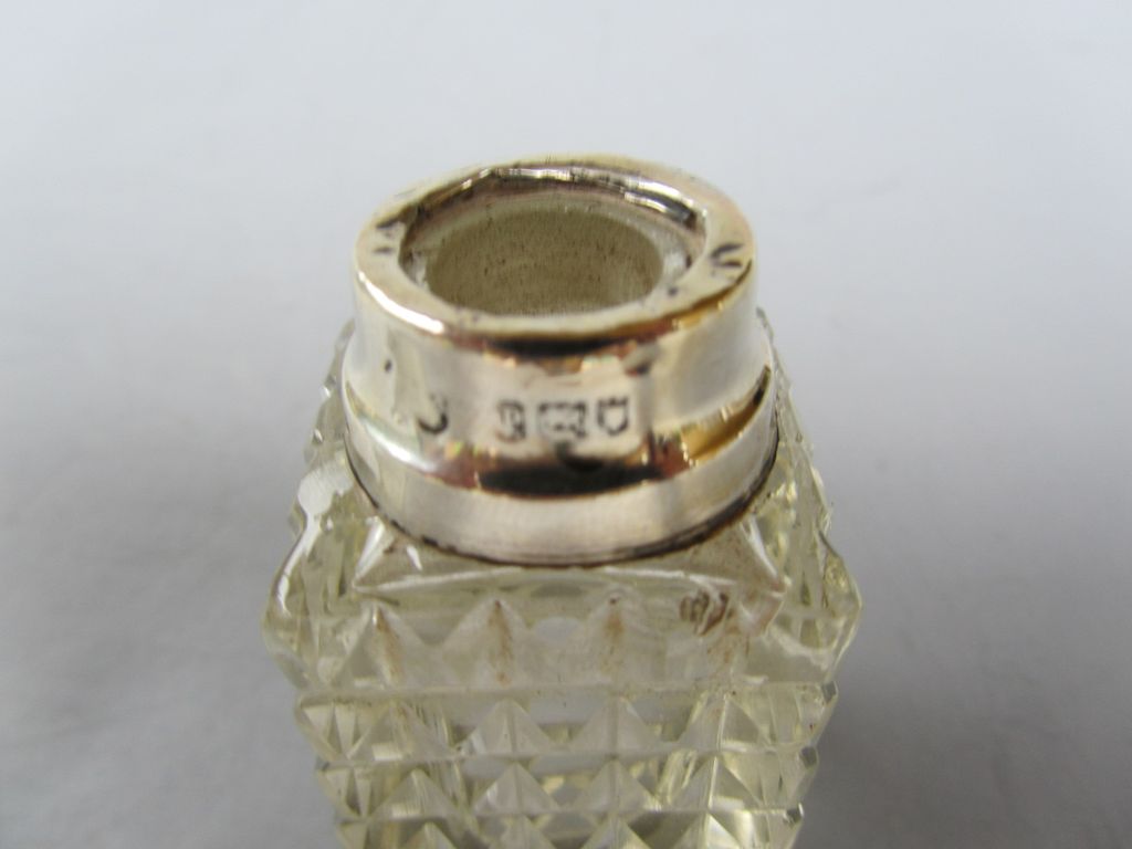 Antique English Sterling Silver and Cut Glass Perfume Bottle - London 1910 Antique English Sterling Silver and Cut Glass Perfume Bottle - London 1910