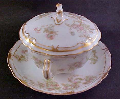 Haviland Limoges France Covered Bouillon Cup and Saucer Haviland Limoges France Covered Bouillon Cup and Saucer