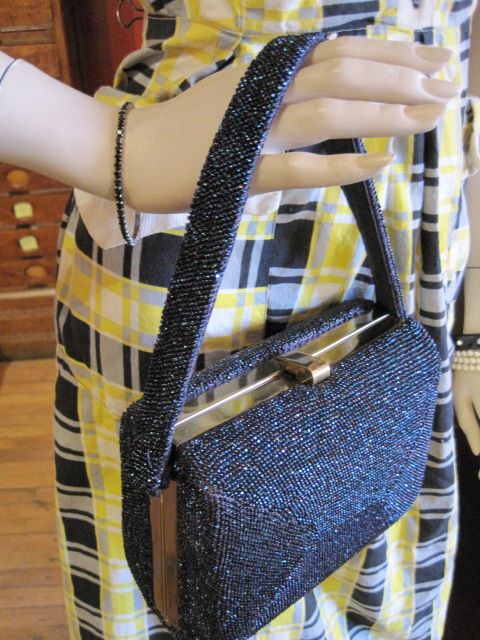 Vintage Navy Beaded Bag Vintage Navy Beaded Bag