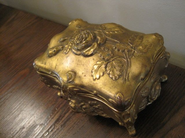 Art Nouveau Repousse Trinket Dresser Box Art Nouveau Repousse Trinket Dresser Box