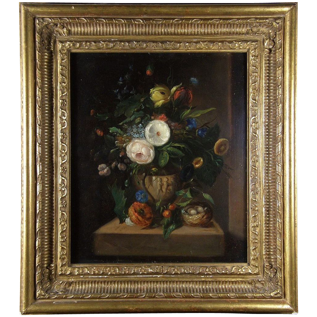 19th Century Dutch School Still Life Flowers Oil on Copper 19th Century Dutch School Still Life Flowers Oil on Copper