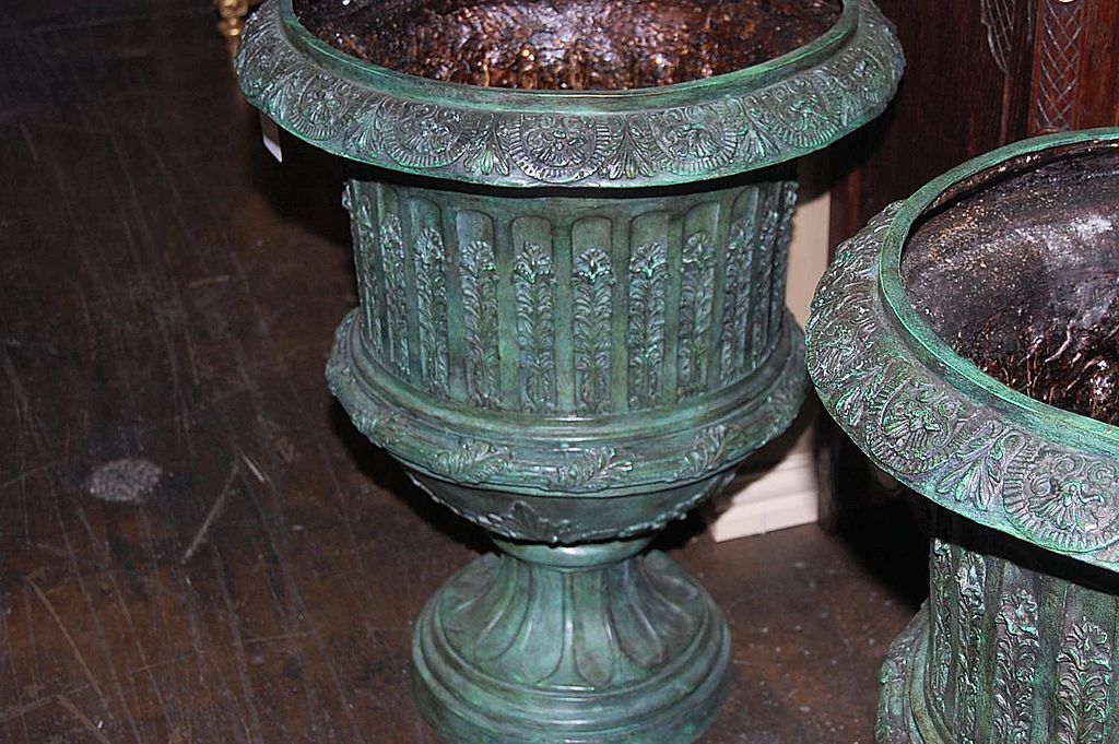 Pair Bronze Garden Urns Pair Bronze Garden Urns