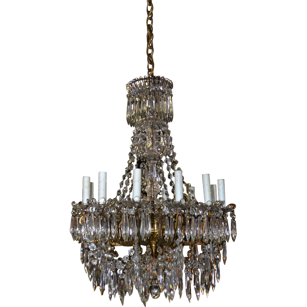 French Bronze & Crystal Chandelier: P344: Removed