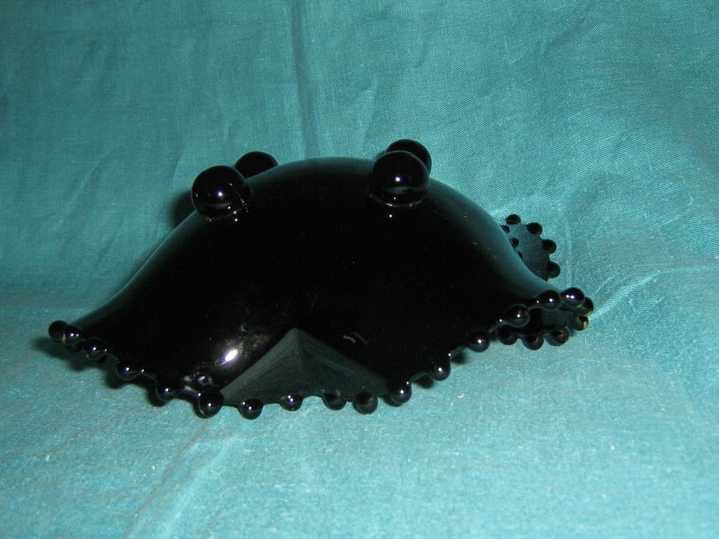 Imperial Candlewick 400/74SC Fancy Square Crimped Bowl Black Amethyst Decorated Imperial Candlewick 400/74SC Fancy Square Crimped Bowl Black Amethyst Decorated