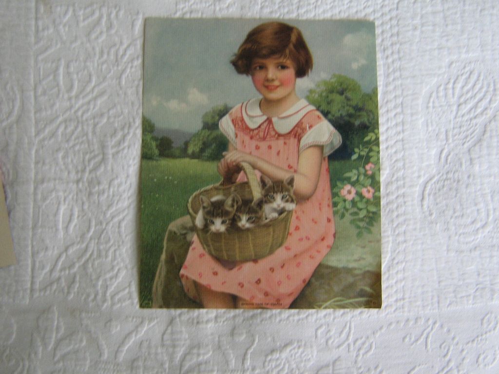 Vintage Prints~ Set of 4~ Children with Pets~ Lithographs ca" 1930's Vintage Prints~ Set of 4~ Children with Pets~ Lithographs ca" 1930's