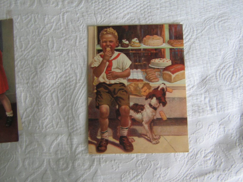 Vintage Prints~ Set of 4~ Children with Pets~ Lithographs ca" 1930's Vintage Prints~ Set of 4~ Children with Pets~ Lithographs ca" 1930's
