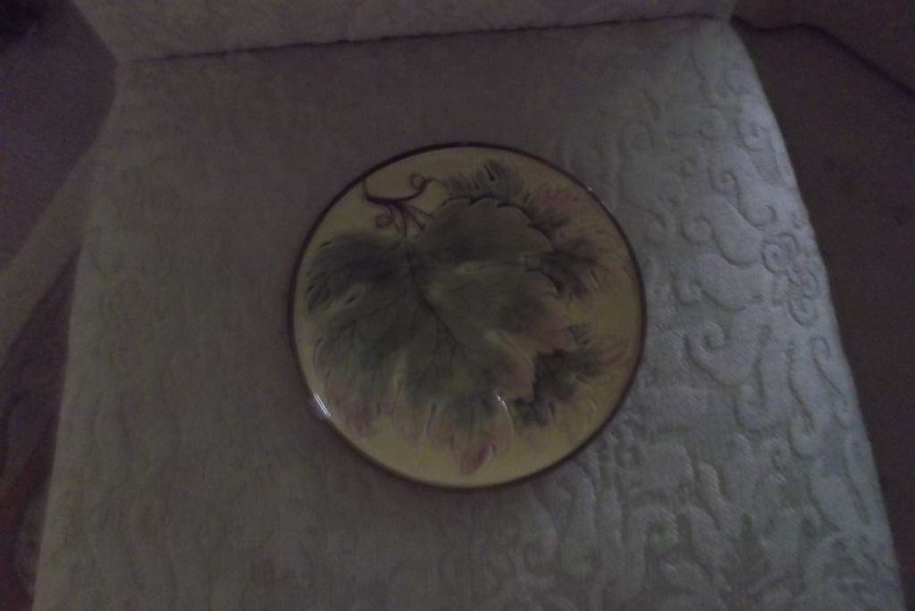 Majolica Grape Leaf Motif 7.5" Plate Beautiful Earth tones!! German ca: early 1900 Majolica Grape Leaf Motif 7.5" Plate Beautiful Earth tones!! German ca: early 1900