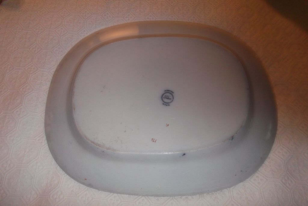Antique Ironstone Polychrome 17"x 14" Platter~ "Pekin" M.E. & Co ca: 1844-1852 Antique Ironstone Polychrome 17"x 14" Platter~ "Pekin" M.E. & Co ca: 1844-1852