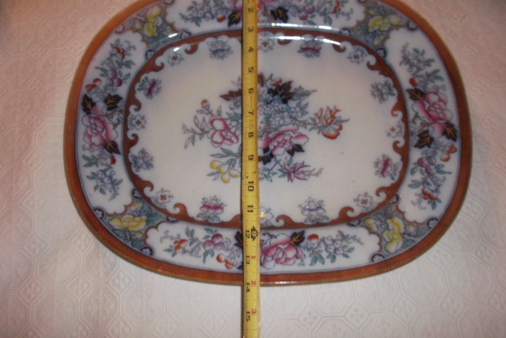 Antique Ironstone Polychrome 17"x 14" Platter~ "Pekin" M.E. & Co ca: 1844-1852 Antique Ironstone Polychrome 17"x 14" Platter~ "Pekin" M.E. & Co ca: 1844-1852