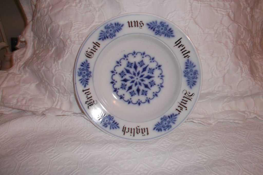 Flow Blue "Give Us This Day Our Daily Bread" German Bowl!! 8.75" Flow Blue "Give Us This Day Our Daily Bread" German Bowl!! 8.75"