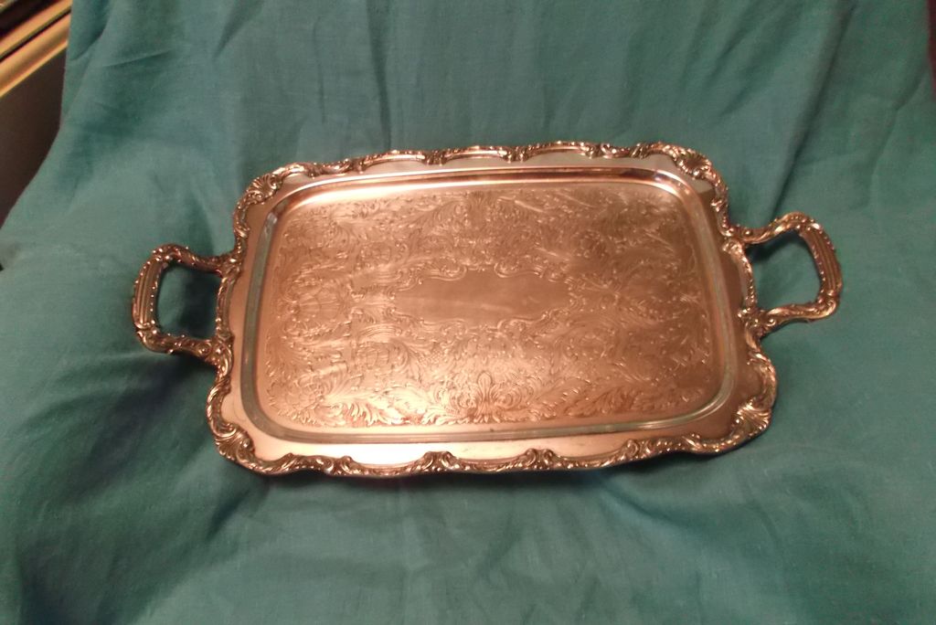 Vintage Silver Plate Serving Tray William A. Rogers 24" x 13" 5.50 Vintage Silver Plate Serving Tray William A. Rogers 24" x 13" 5.50