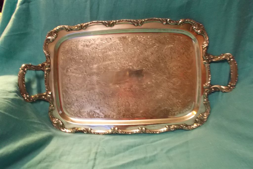 Vintage Silver Plate Serving Tray William A. Rogers 24" x 13" 5.50 Vintage Silver Plate Serving Tray William A. Rogers 24" x 13" 5.50