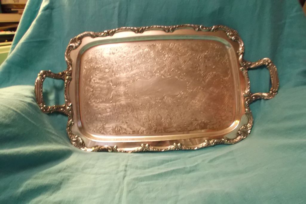 Vintage Silver Plate Serving Tray William A. Rogers 24" x 13" 5.50 Vintage Silver Plate Serving Tray William A. Rogers 24" x 13" 5.50