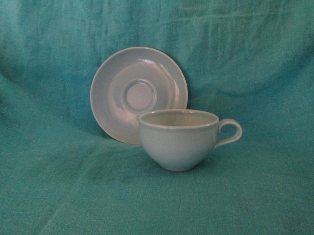 Russel Wright Iroquois Casual China Ice Blue Cup & Saucer Set Russel Wright Iroquois Casual China Ice Blue Cup & Saucer Set