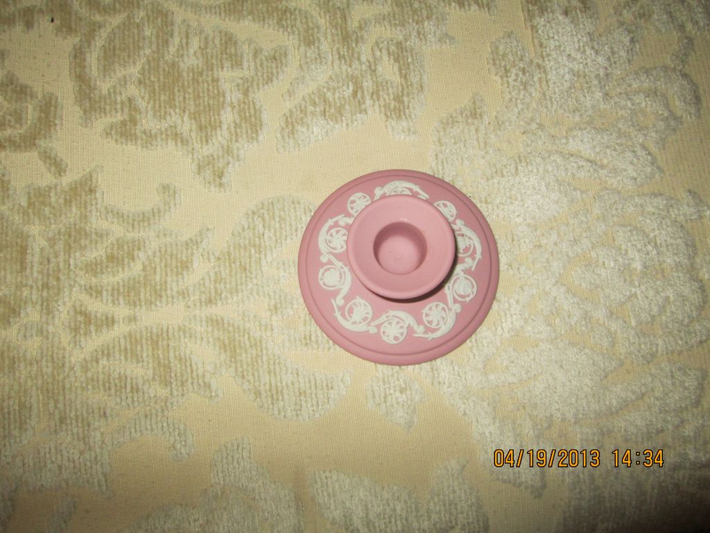 Vintage Wedgwood Pink Jasperware Low Single Candlestick~ Sweet! Vintage Wedgwood Pink Jasperware Low Single Candlestick~ Sweet!