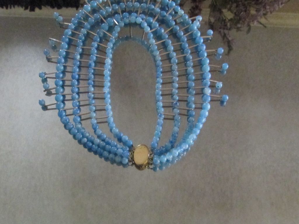 Blue Plastic Beaded Bib Necklace~ Large & Fabulous!! Blue Plastic Beaded Bib Necklace~ Large & Fabulous!!