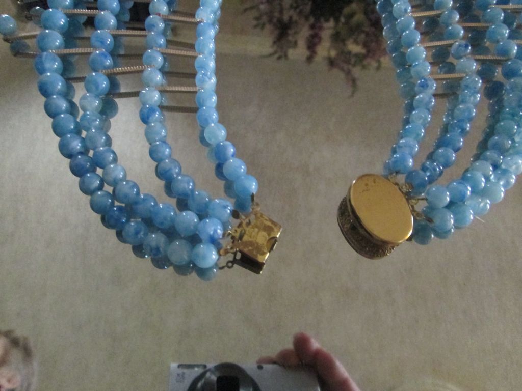 Blue Plastic Beaded Bib Necklace~ Large & Fabulous!! Blue Plastic Beaded Bib Necklace~ Large & Fabulous!!