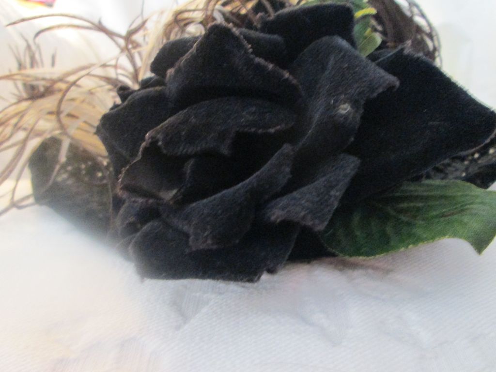 Vintage Black Straw Dolls Hat~ Mourning Attire for Doll Vintage Black Straw Dolls Hat~ Mourning Attire for Doll