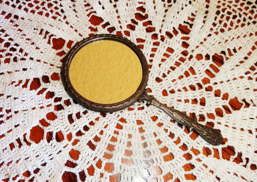 French Vintage Ornate Hand Held Mirror French Vintage Ornate Hand Held Mirror