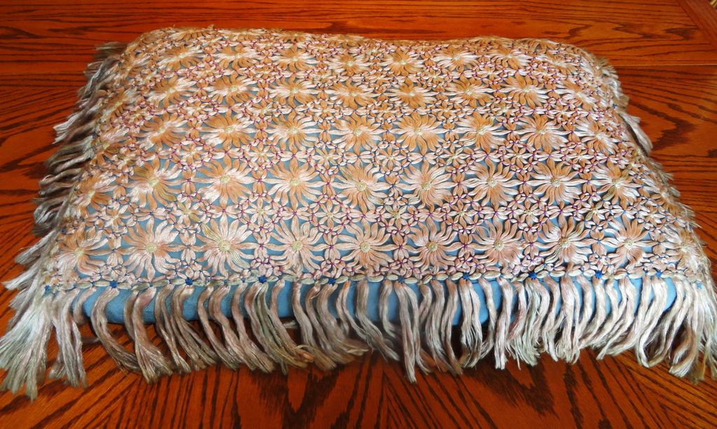 Exquisite Antique Silk Embroidered Pillow - Circa Early 1900's Exquisite Antique Silk Embroidered Pillow - Circa Early 1900's