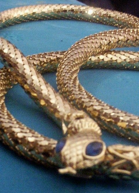 Slinky Dimensional Metal-Mesh Snake Belt with Blue-Stone Eyes Slinky Dimensional Metal-Mesh Snake Belt with Blue-Stone Eyes