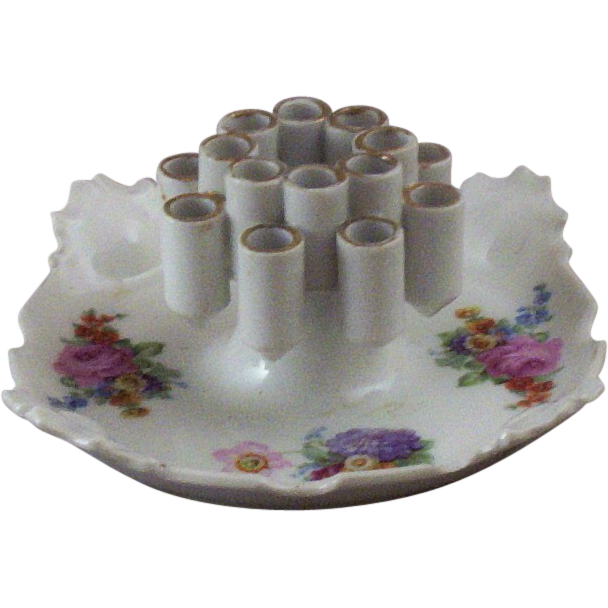 Unique Vintage Bavarian Combo Porcelain Cigarette Holder & Ashtray from