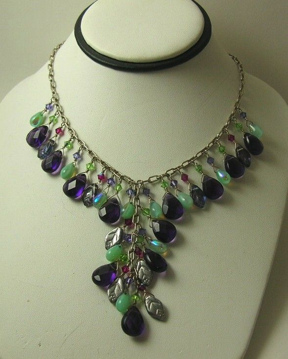 Purple Glass and Vintage Glass Bead Necklace Purple Glass and Vintage Glass Bead Necklace