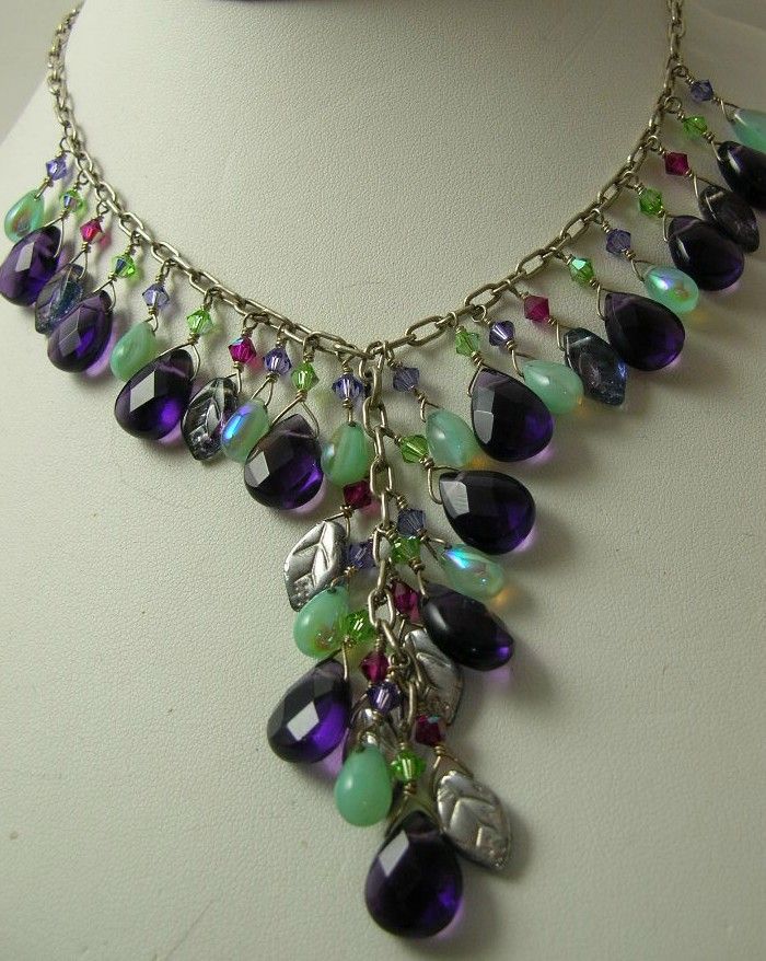 Purple Glass and Vintage Glass Bead Necklace Purple Glass and Vintage Glass Bead Necklace
