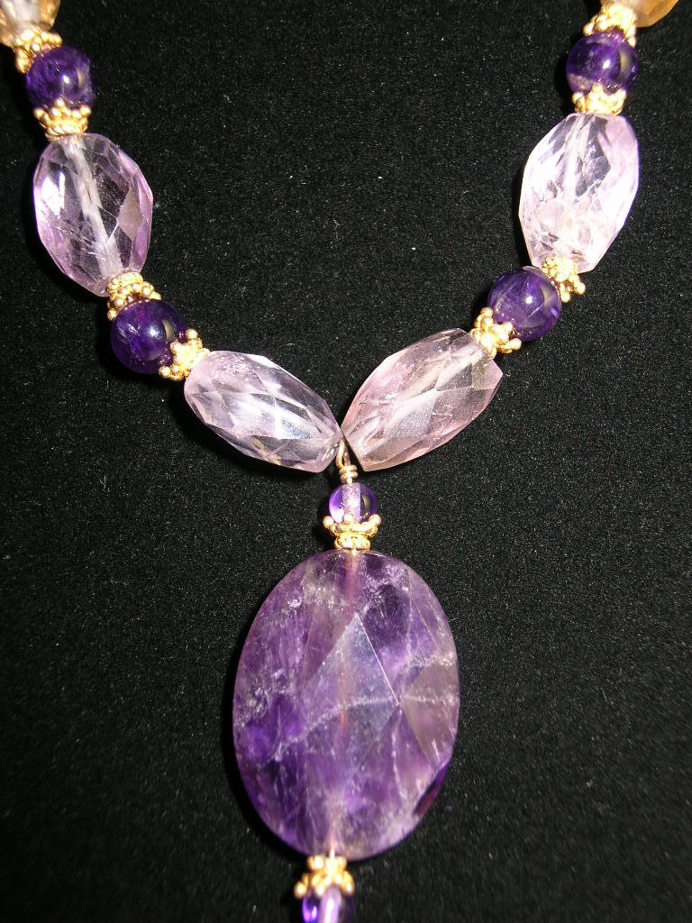 Ametrine and Amethyst Necklace and Earring Set Ametrine and Amethyst Necklace and Earring Set