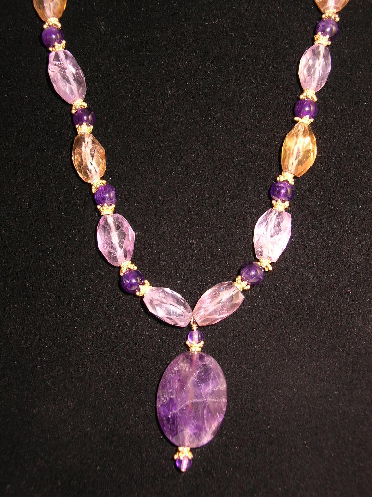 Ametrine and Amethyst Necklace and Earring Set Ametrine and Amethyst Necklace and Earring Set