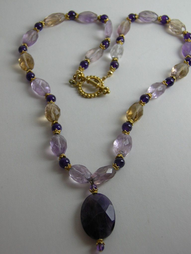 Ametrine and Amethyst Necklace and Earring Set Ametrine and Amethyst Necklace and Earring Set
