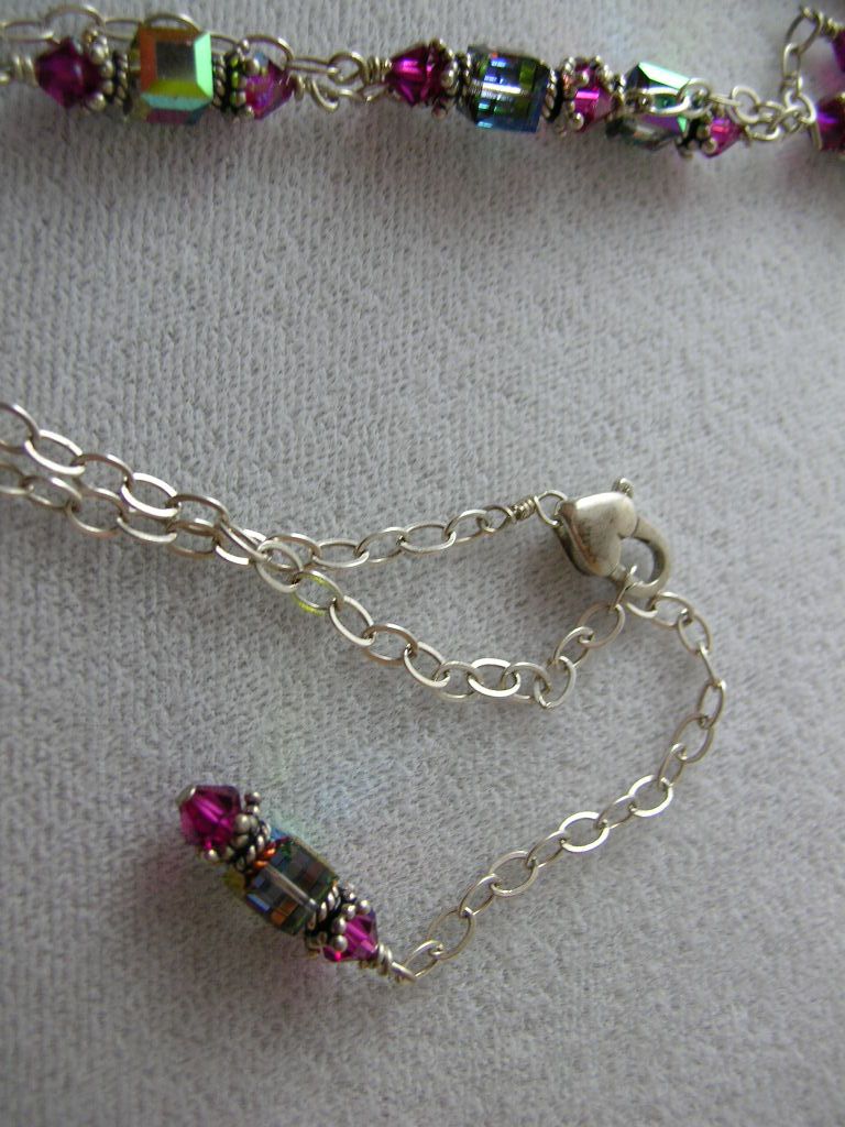 Art Deco Inspired Fuchsia and Silver Necklace Art Deco Inspired Fuchsia and Silver Necklace