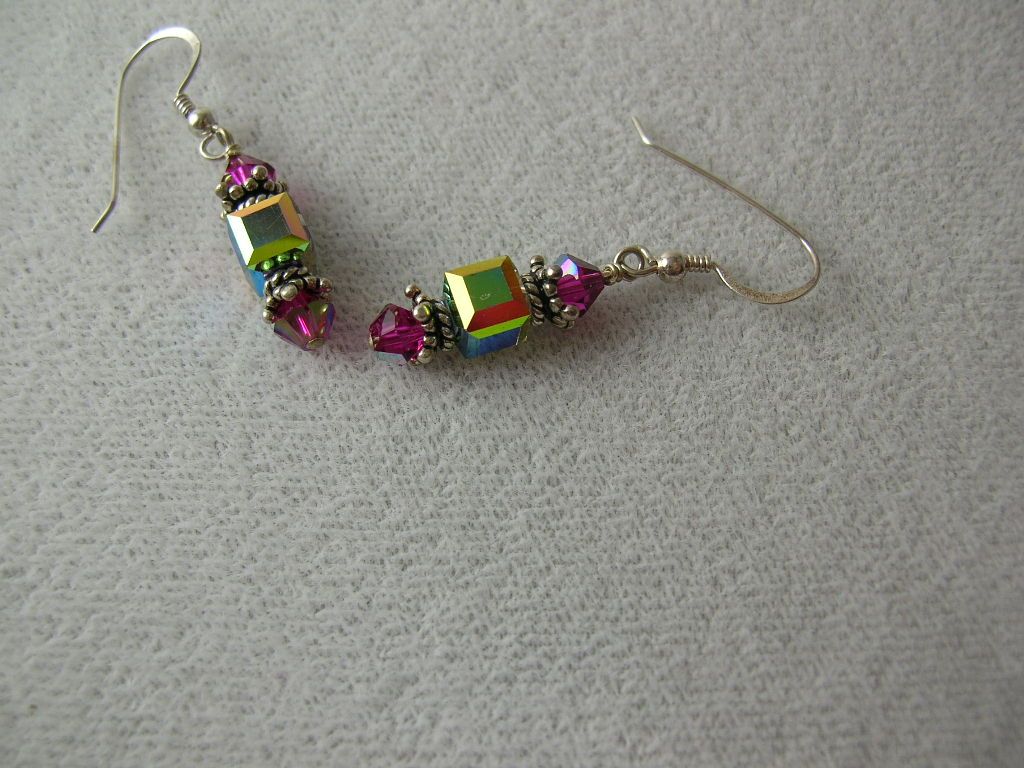 Art Deco Inspired Fuchsia and Silver Necklace Art Deco Inspired Fuchsia and Silver Necklace