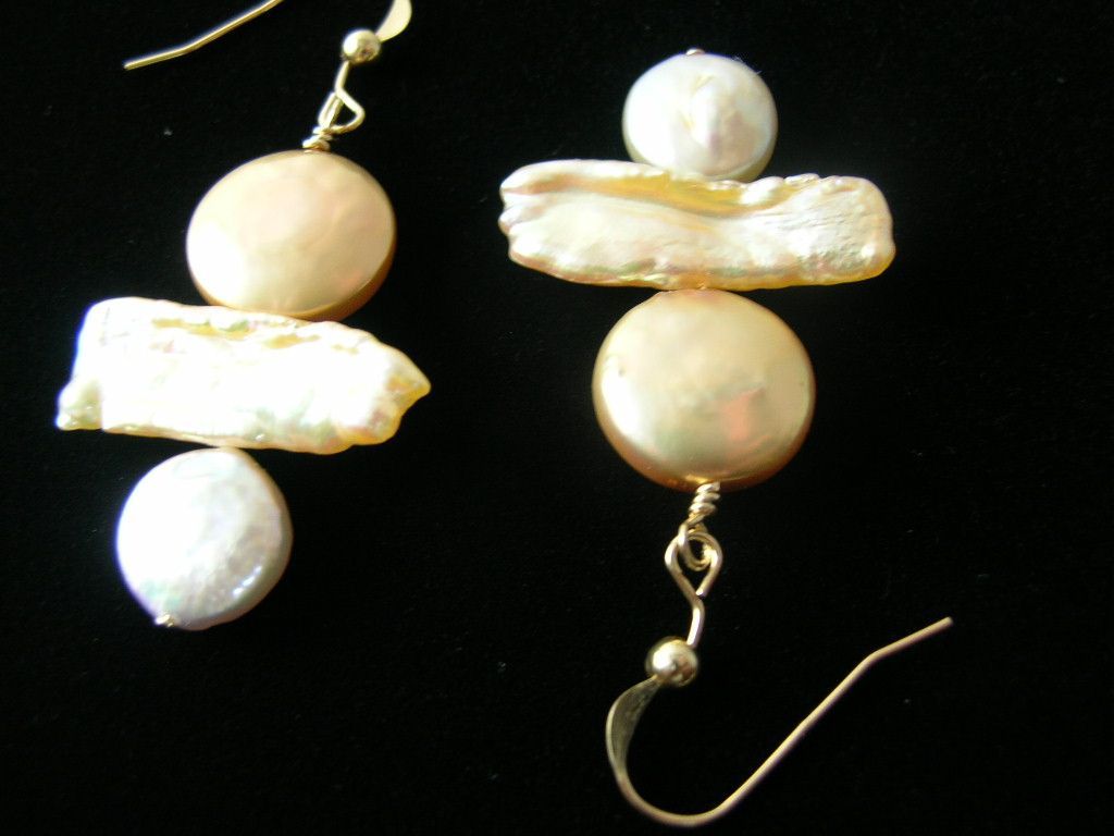 Golden Glow Dangly Cultured Freshwater Pearl Earrings Golden Glow Dangly Cultured Freshwater Pearl Earrings