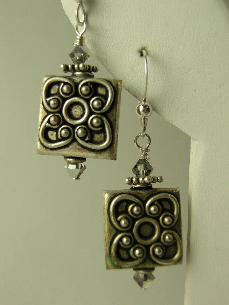 Balinese Silver Square Earrings Balinese Silver Square Earrings