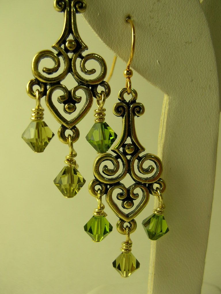 Olivine Swarovski Crystal Chandelier Earrings Olivine Swarovski Crystal Chandelier Earrings
