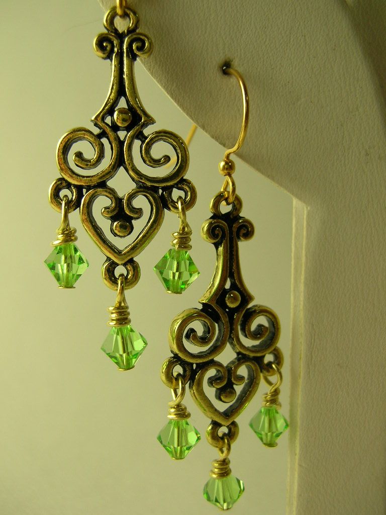 Peridot Green Crystal Chandelier Earrings Peridot Green Crystal Chandelier Earrings