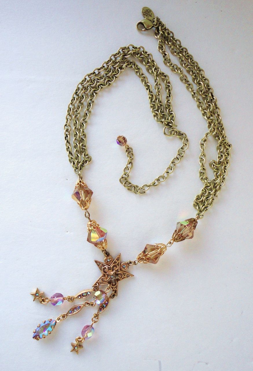 KIRKS FOLLY Gold Tone, AB Crystal Beads & Rhinestone Necklace KIRKS FOLLY Gold Tone, AB Crystal Beads & Rhinestone Necklace