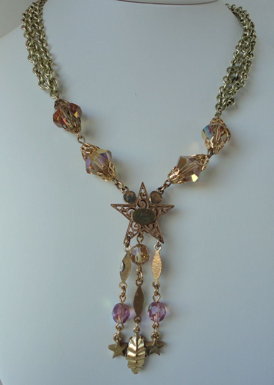 KIRKS FOLLY Gold Tone, AB Crystal Beads & Rhinestone Necklace KIRKS FOLLY Gold Tone, AB Crystal Beads & Rhinestone Necklace
