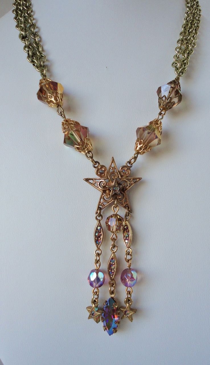KIRKS FOLLY Gold Tone, AB Crystal Beads & Rhinestone Necklace KIRKS FOLLY Gold Tone, AB Crystal Beads & Rhinestone Necklace