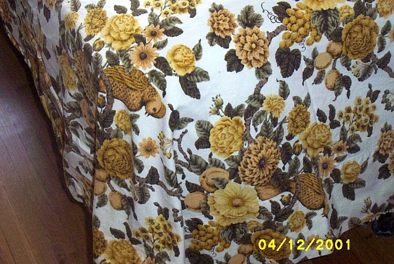 Twin Golden Yellow Jacobean Design Bedspread With Birds And Flowers Made With Waverly's Audubon Design Twin Golden Yellow Jacobean Design Bedspread With Birds And Flowers Made With Waverly's Audubon Design