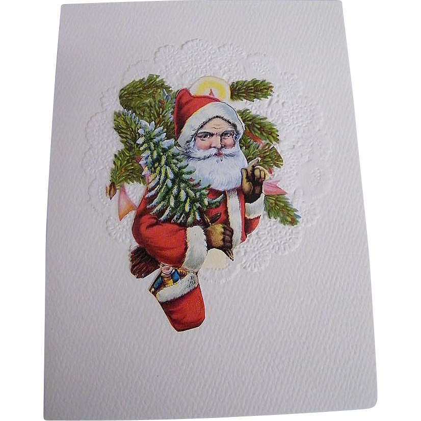 christmas collage card die cut scraps santa bust tree christmas collage card die cut scraps santa bust tree