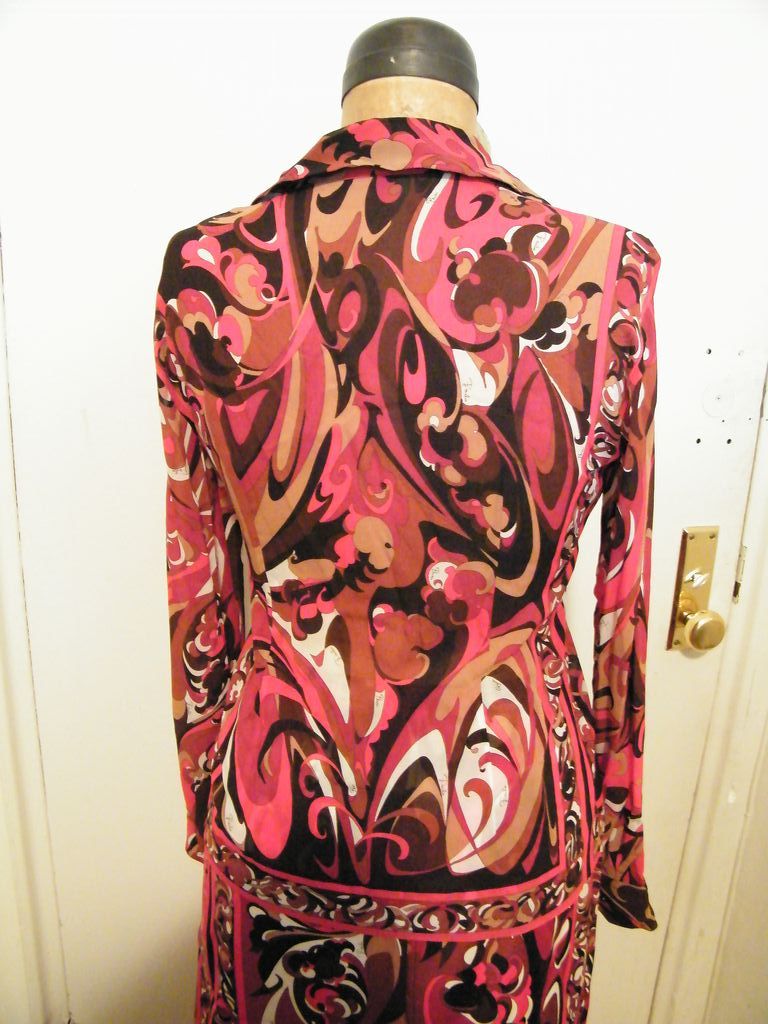 1960's ..EMILIO PUCCI..2 Piece Dress..Silk Blouse..Wool Skirt..Red / Wine / Rust / Brown Abstract Print 1960's ..EMILIO PUCCI..2 Piece Dress..Silk Blouse..Wool Skirt..Red / Wine / Rust / Brown Abstract Print