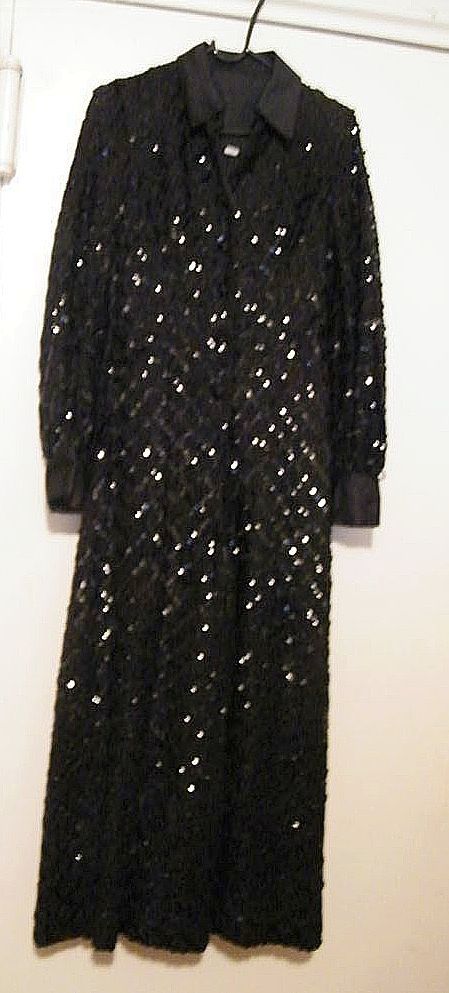 Very Elegant Black Sequin & Ribbon Shirt Dress Bodice With Palazzo Pants..Satin Trim Very Elegant Black Sequin & Ribbon Shirt Dress Bodice With Palazzo Pants..Satin Trim