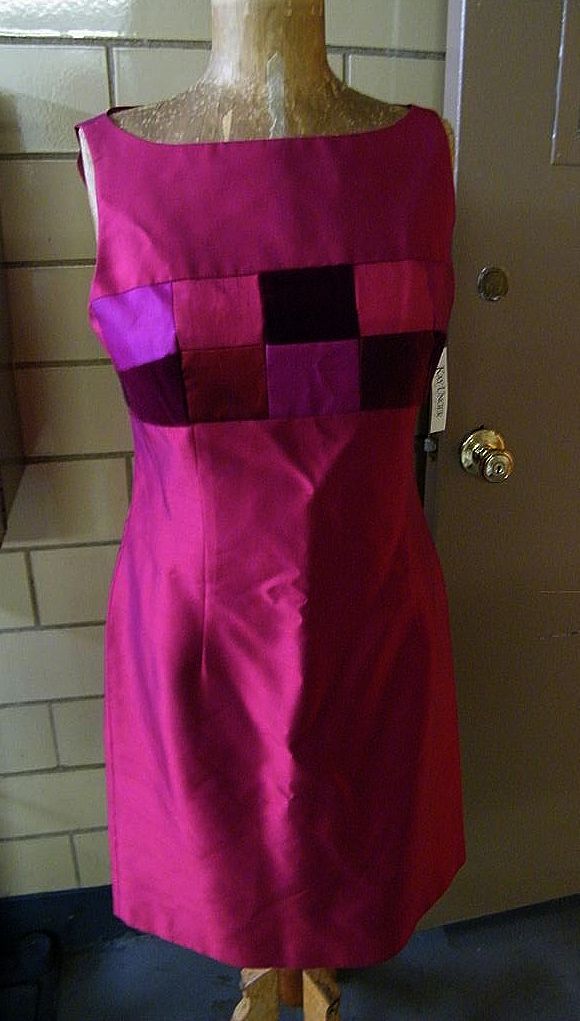 Dark Magenta Slubbed Silk Dress & Jacket With Patchwork Velvet & Silk Accents..Size 12..New With Tags Dark Magenta Slubbed Silk Dress & Jacket With Patchwork Velvet & Silk Accents..Size 12..New With Tags