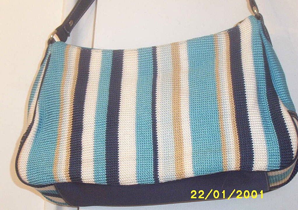Designer... THE SAK...Shoulder Handbag..Crocheted Turquoise Owning Stripe...NEW CONDITION Designer... THE SAK...Shoulder Handbag..Crocheted Turquoise Owning Stripe...NEW CONDITION