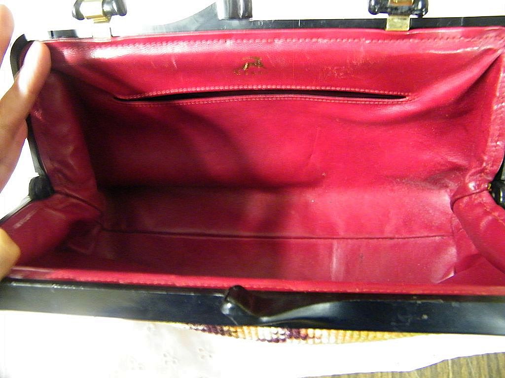 Koret Tapestry Floral Kelly Bag Red Leather Lined Made In Italy Plastic Handle & Frame..Excellent Condition! Koret Tapestry Floral Kelly Bag Red Leather Lined Made In Italy Plastic Handle & Frame..Excellent Condition!