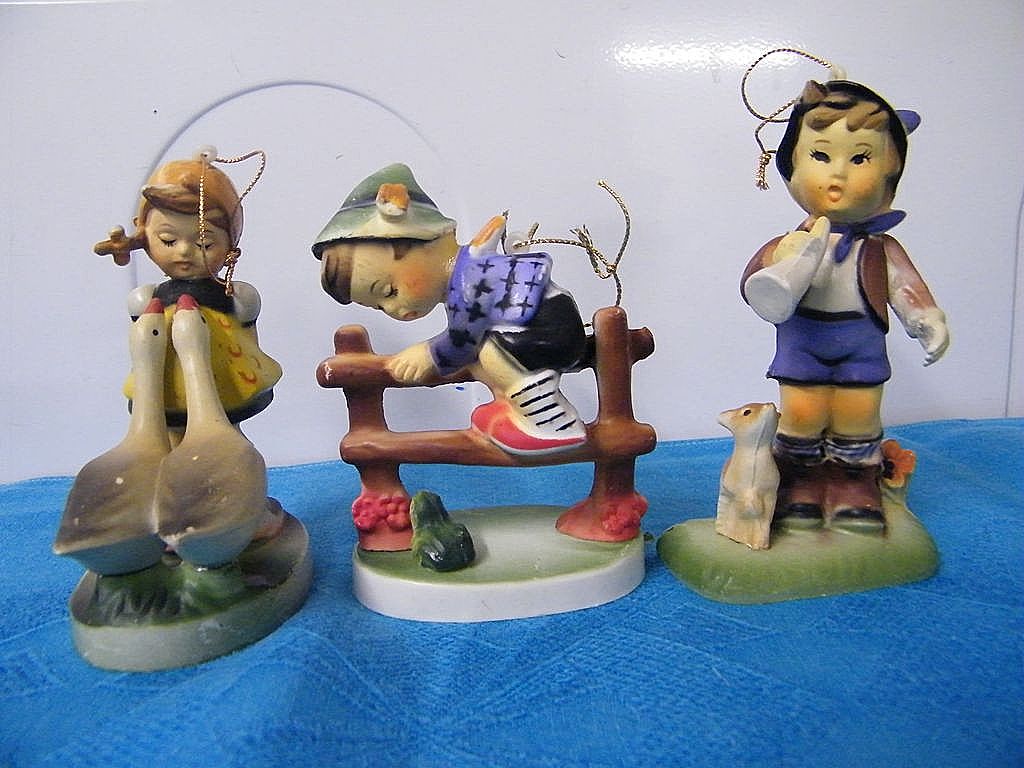 Hummel Like Ornaments...Set Of 9...Plastic...Hand Painted...Hong Kong.. Hummel Like Ornaments...Set Of 9...Plastic...Hand Painted...Hong Kong..
